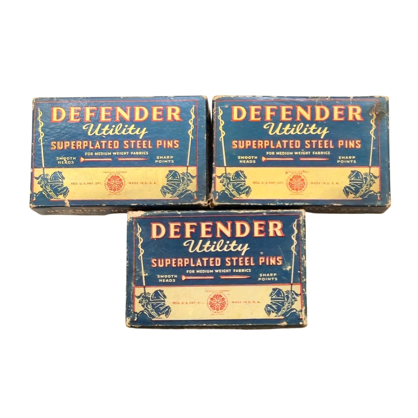 Vintage Defender Utility Superplated Steel Pins Sewing Ephemera Lot knight