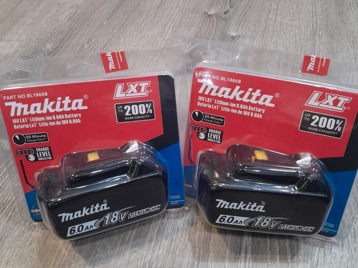2-Pack Makita  18V 6.0Ah Integrated LED LXT Lithium-Ion Battery Black  Original 