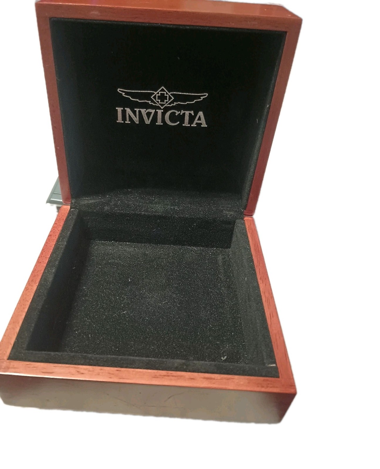 Invicta Hinged Wooden Watch Jewelry Box Velvet Lined 7 X 6.5 X 4.5" Quality Made