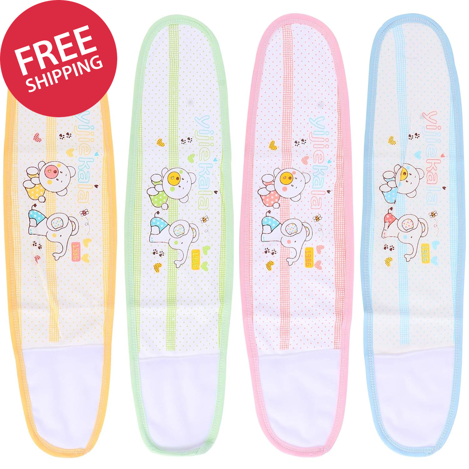 4Pcs Baby Umbilical Hernia Belt Baby Belly Button Cord Band Infant Belly Wrap Ad