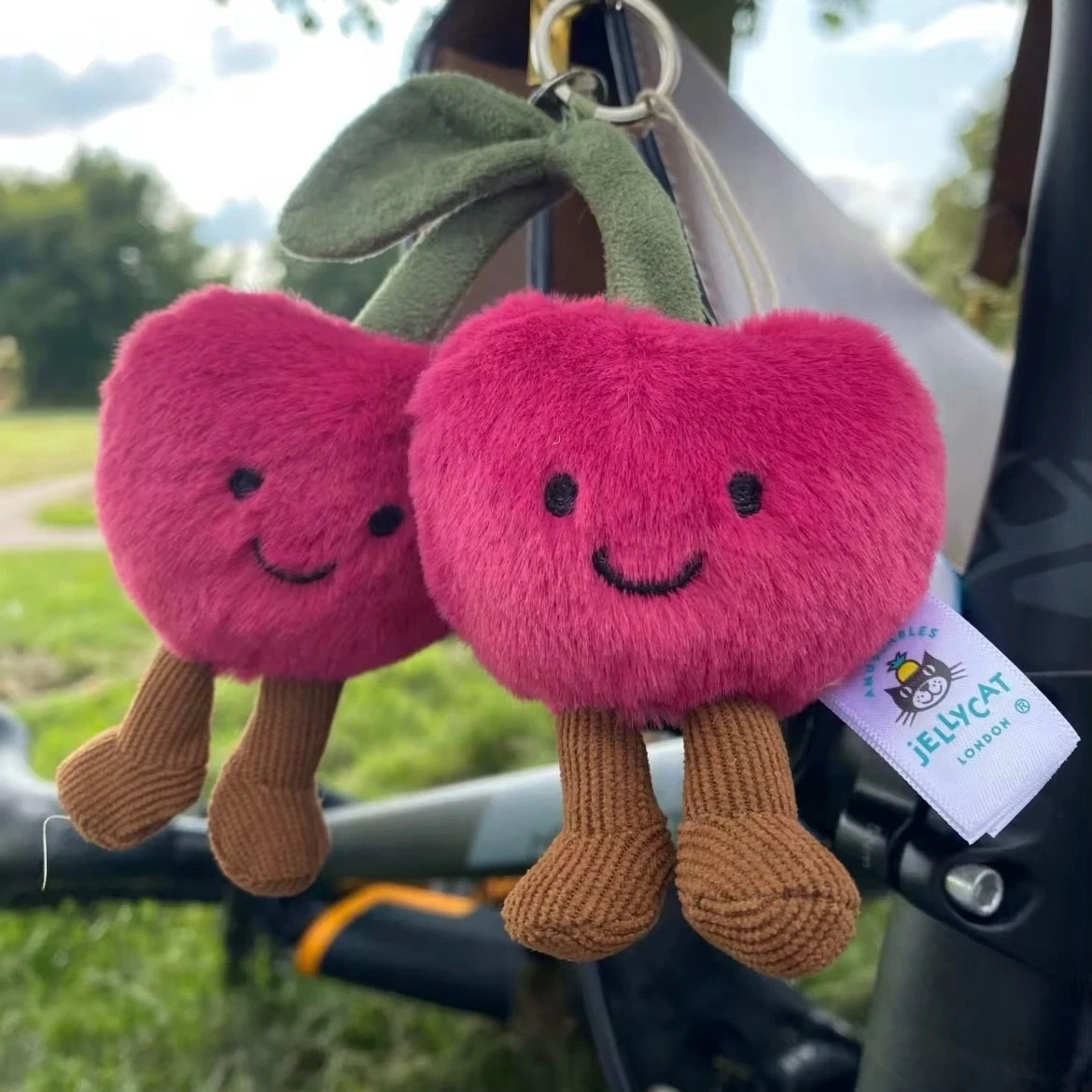 Jellycat Amuseables Cherries Bag Charm Key Chain Plush Cute Gift New with Tags