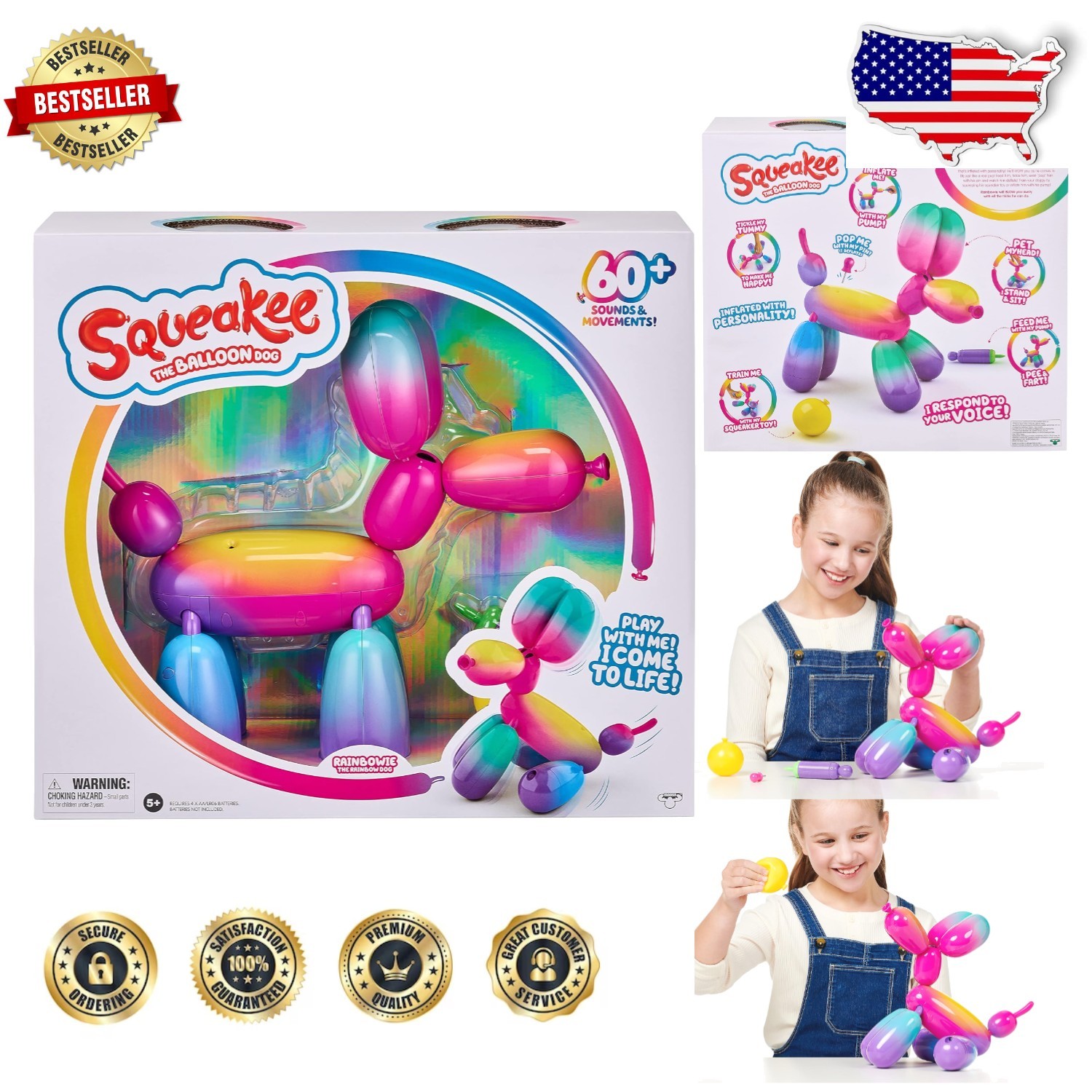 Vibrant Rainbow Balloon Dog Sculpture - 15.5" Tall Eye-Catching Art