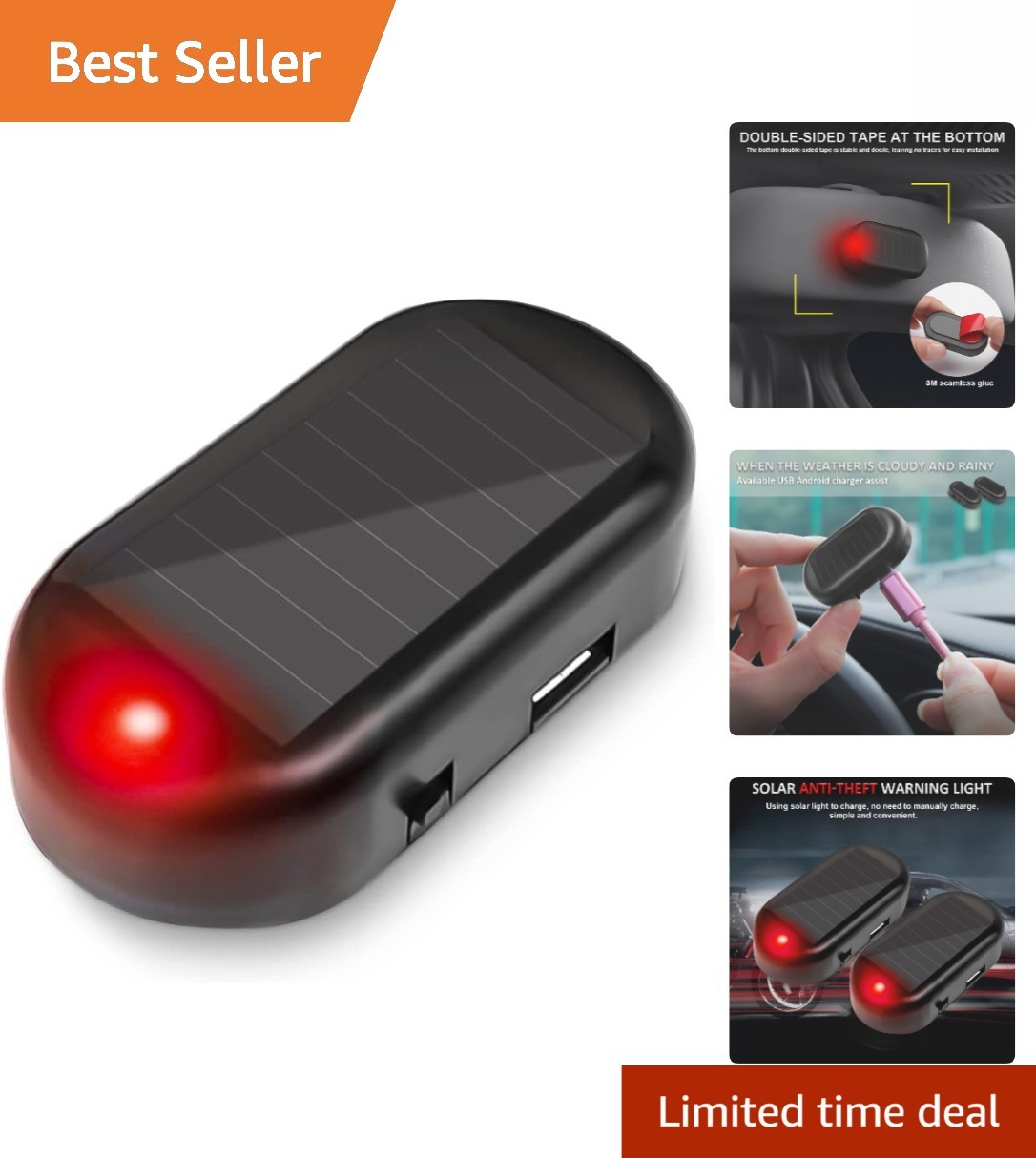 Innovative Solar & USB Car Alarm Light - Night Safety Solution for Vehicles