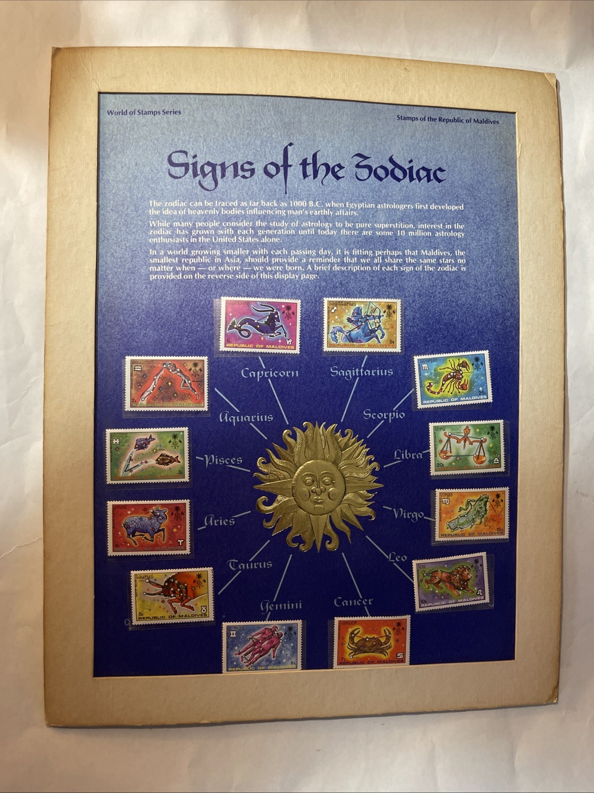 Maldives Signs of the Zodiac 1974 Stamps Set of 12 VF MNH