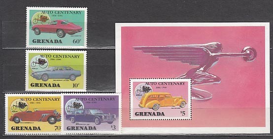 Grenada - Mail 1986 Yvert 1369/72+H.161 ** MNH Cars