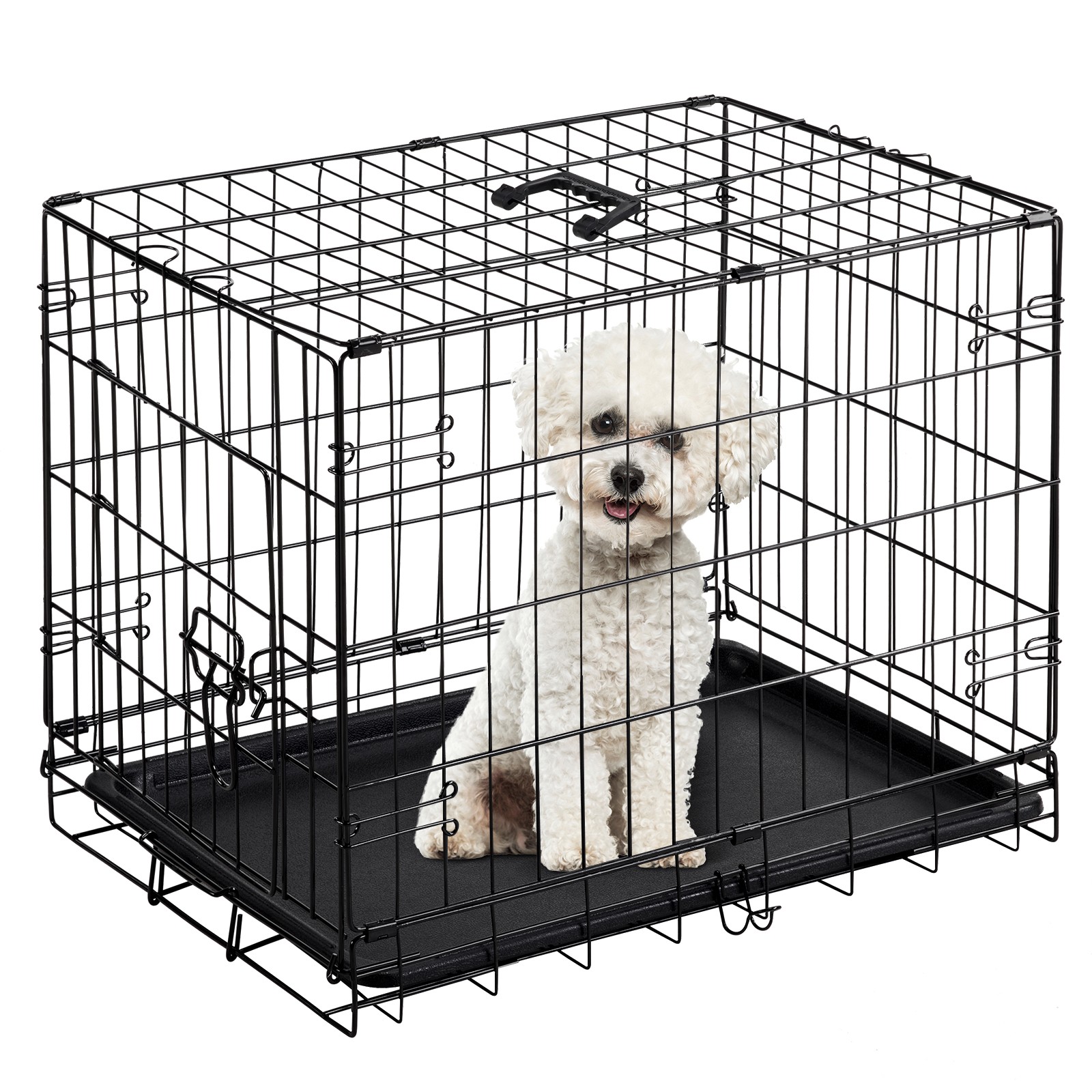 24-30 Inch Single Door Dog Crate Metal Pet Cage Foldable Indoor Kennel