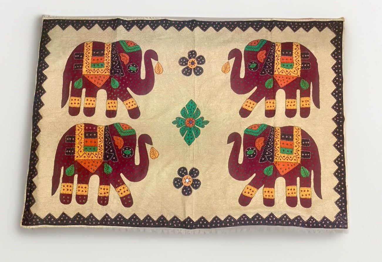 VTG Traditional Indian Four Elephant Tapestry Hand Loomed  57inx39in