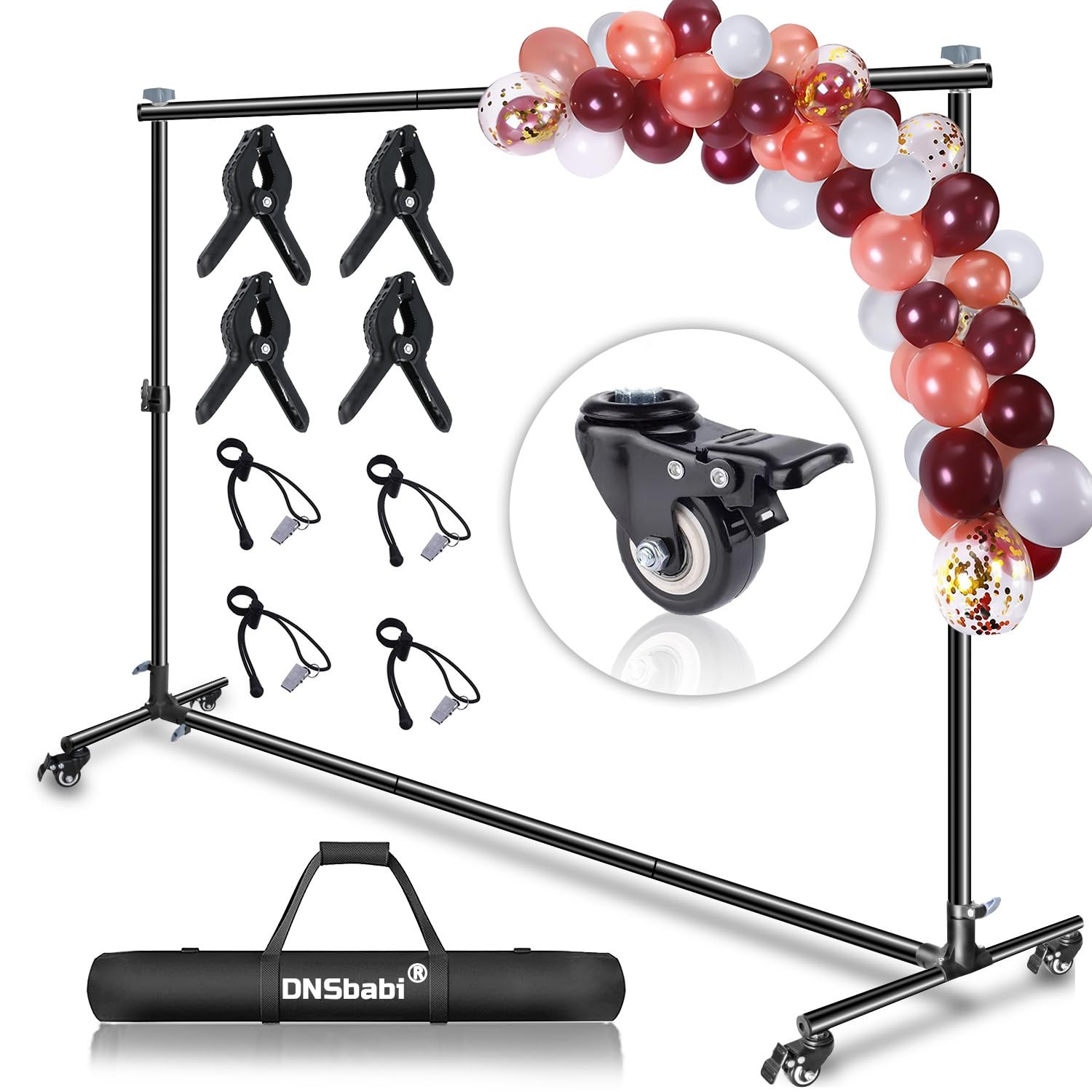 Versatile Heavy Duty Backdrop Stand with Wheels, 10 * 7ft Adjustable Photo Ba...