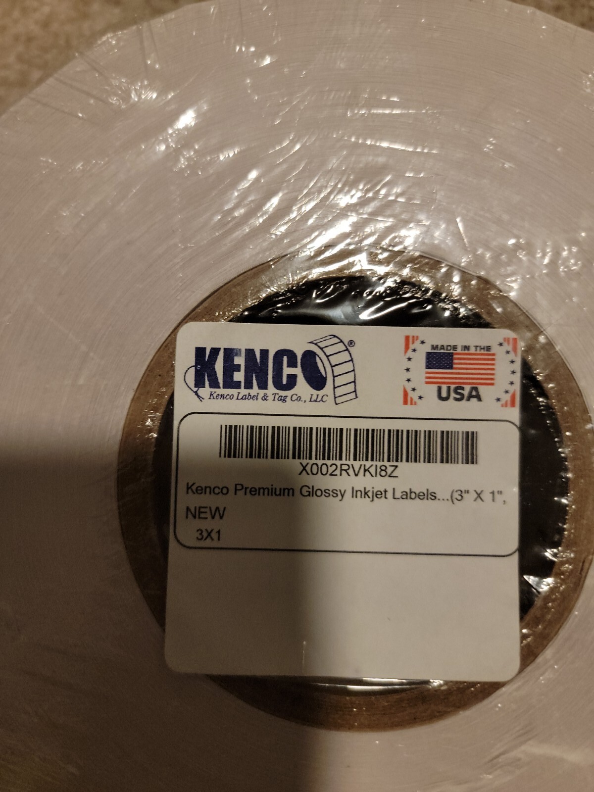 Premium Inkjet 3" X 1" Rectangle Premium Glossy Paper Roll-Fed Inkjet Labels.