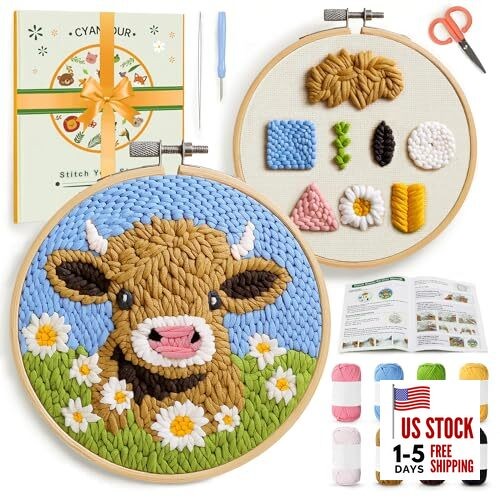  Punch Needle Kits for Beginner, DIY Punch Needle Kit Adults Beginner colored