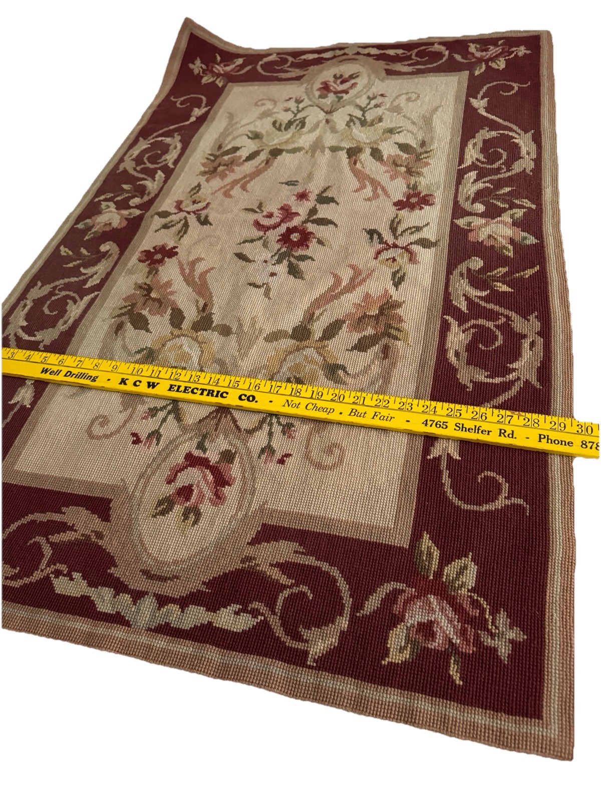 Vintage Needlepoint  Tapestry 46”x30” Wool Victorian Motif  EUC