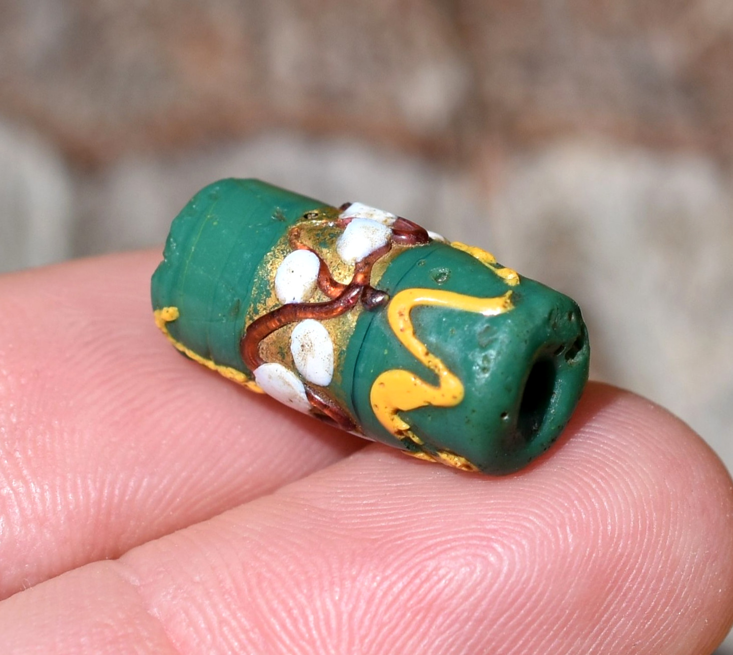 Antique Venetian Green Lampwork Italian Glass Wedding Cake Bead, African Trade