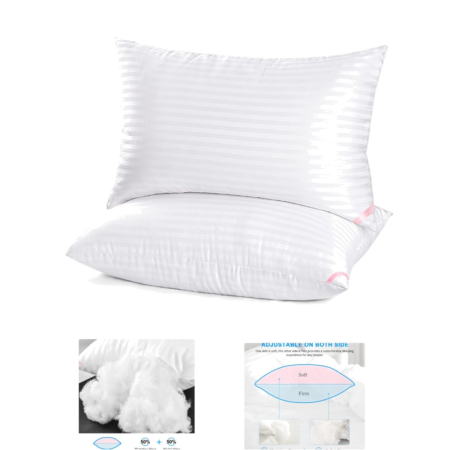 Super Soft Hotel Collection King Pillows - Washable Microfiber, 20 x 36 Inches