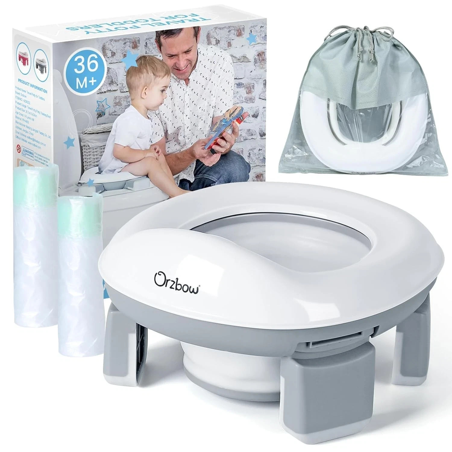 Orzbow Portable Potty Training Toilet, Travel Potty Seat for Toddler Boys Girls