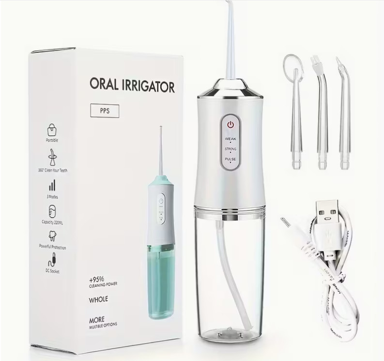 Flosser with Four Tips, Three Adjustable Pressure Settings, a Nozzle That Rotate