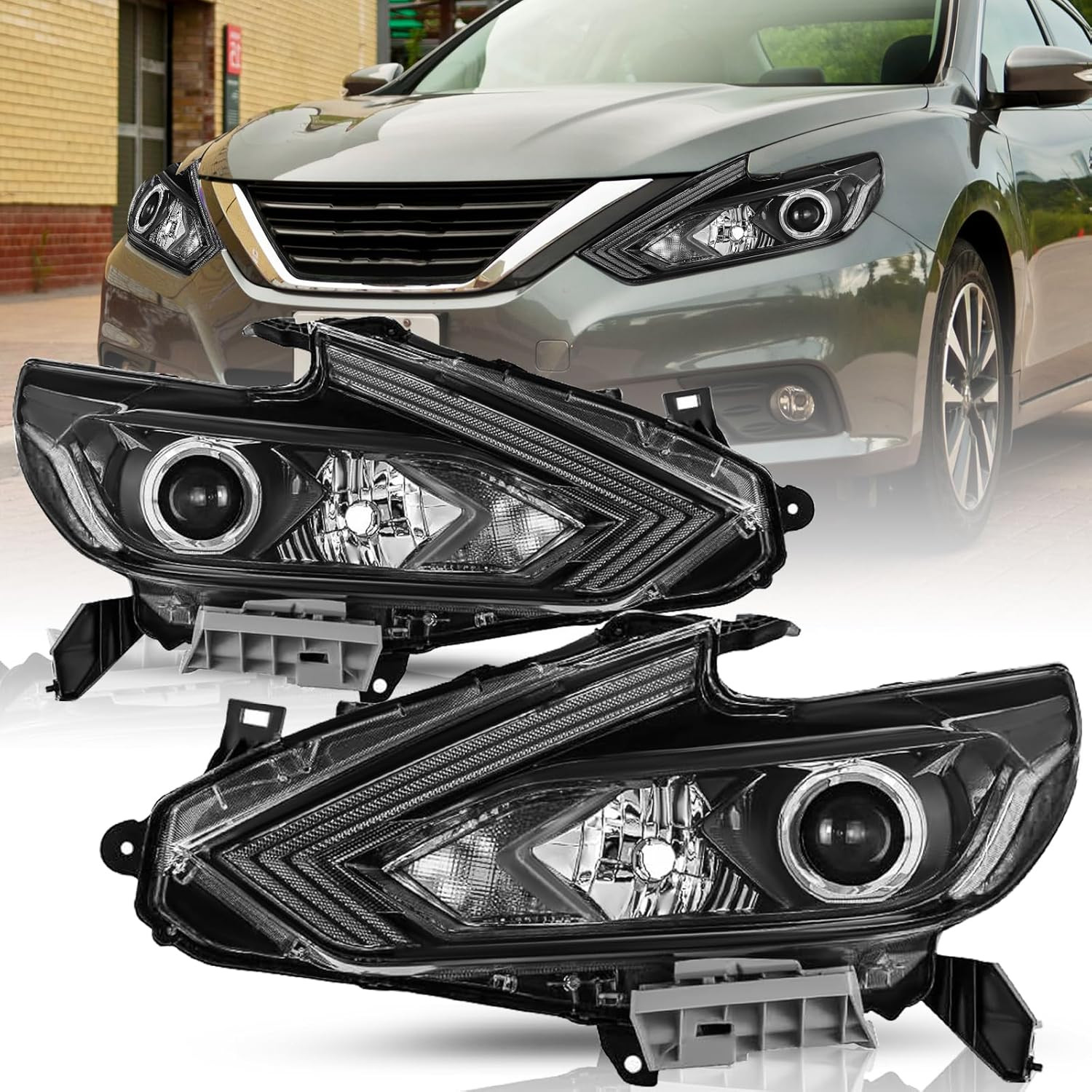 [Halogen Model W/O LED DRL Headlight Assembly Replacement for 2016 2017 2018 Nis