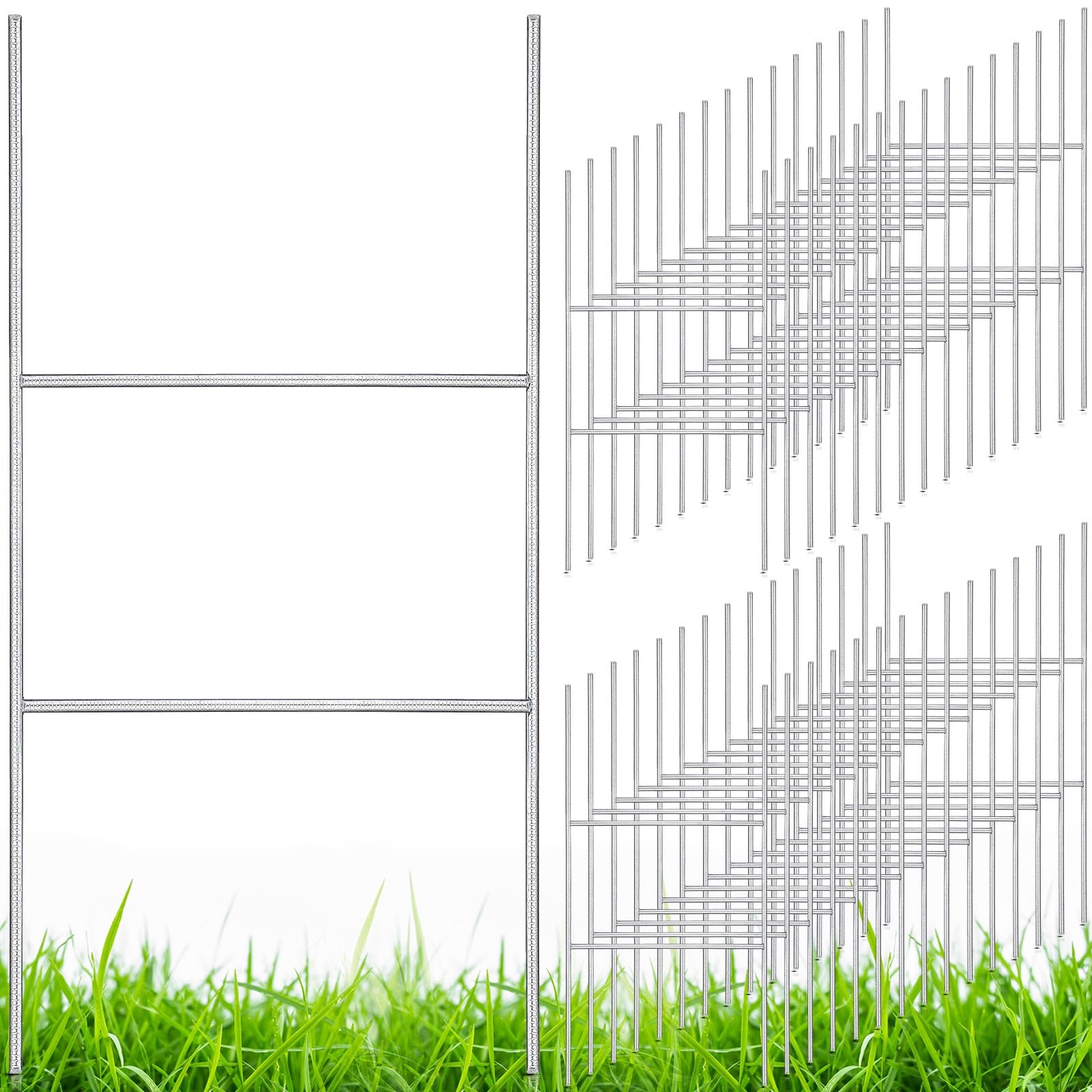 30 Pcs Yard Sign Stakes 20'' x 10'' Metal H Heavy Duty Frame Wire Stakes Galv...