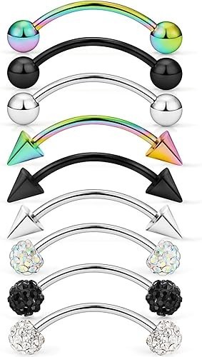 20G Surgical Steel Tiny Curved Eyebrow Barbell Ear Navel Belly Ring Piercing Jew