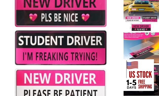 3PCS Student Driver Magnet for Car with Reflective Design,Funny New Driver 2