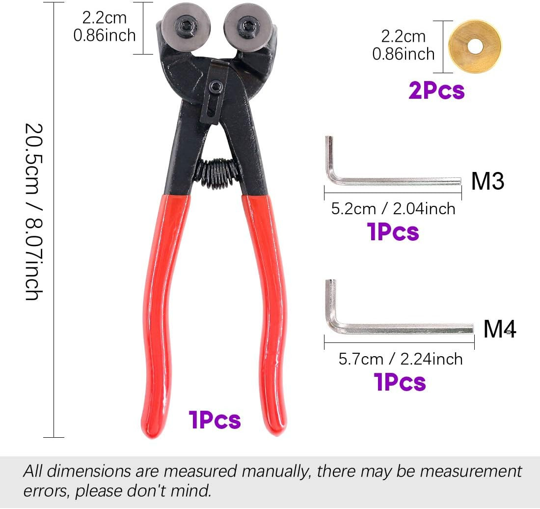 5Pcs Heavy Duty Glass Mosaic Cutter Kit, 8 Inch Wheeled Glass Nipper Pliers T...