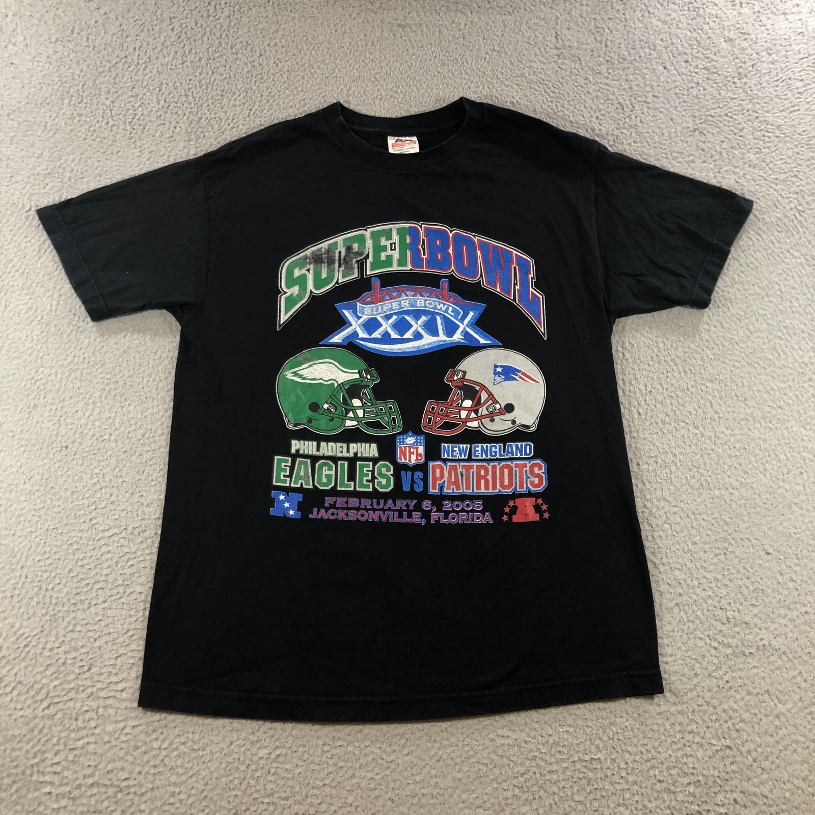 Vintage Philadelphia Eagles vs New England Patriots Shirt Large Super Bowl XXXIX