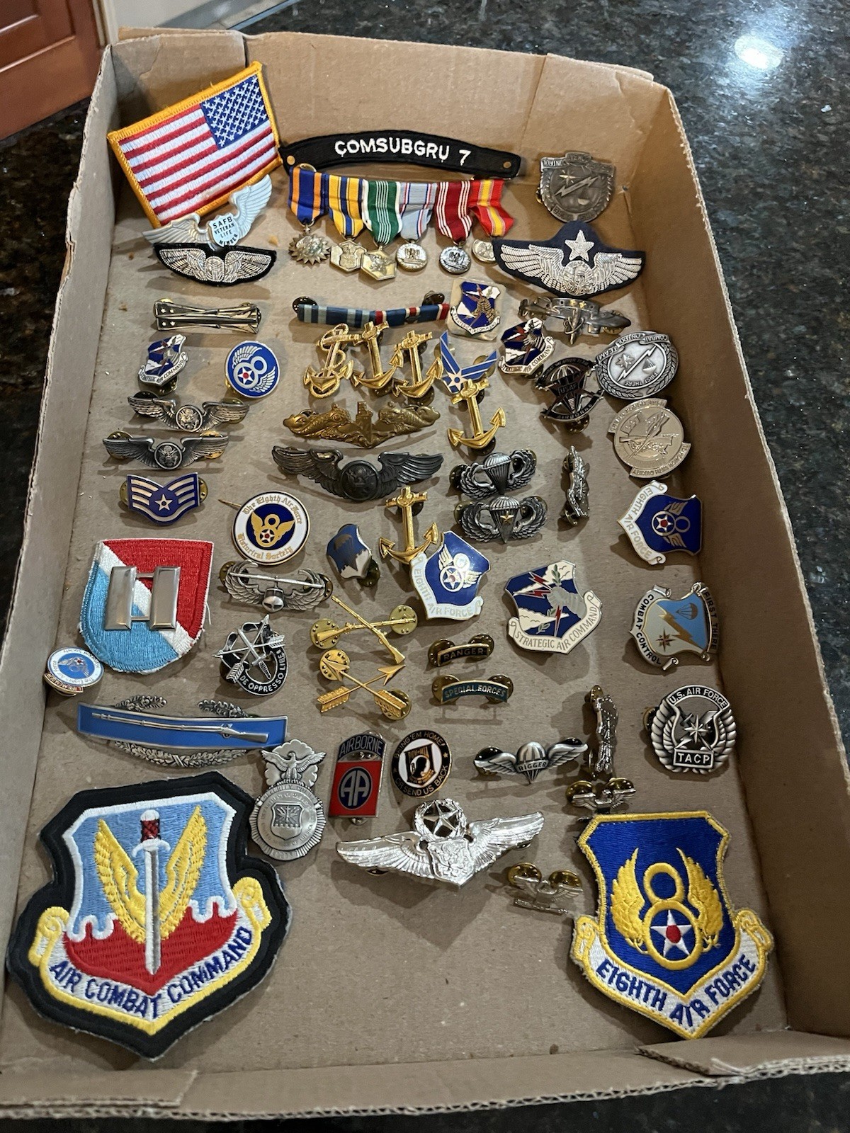 Vintage Misc Military Army Air Force Navy Badges Pins Patches Hat Ranger