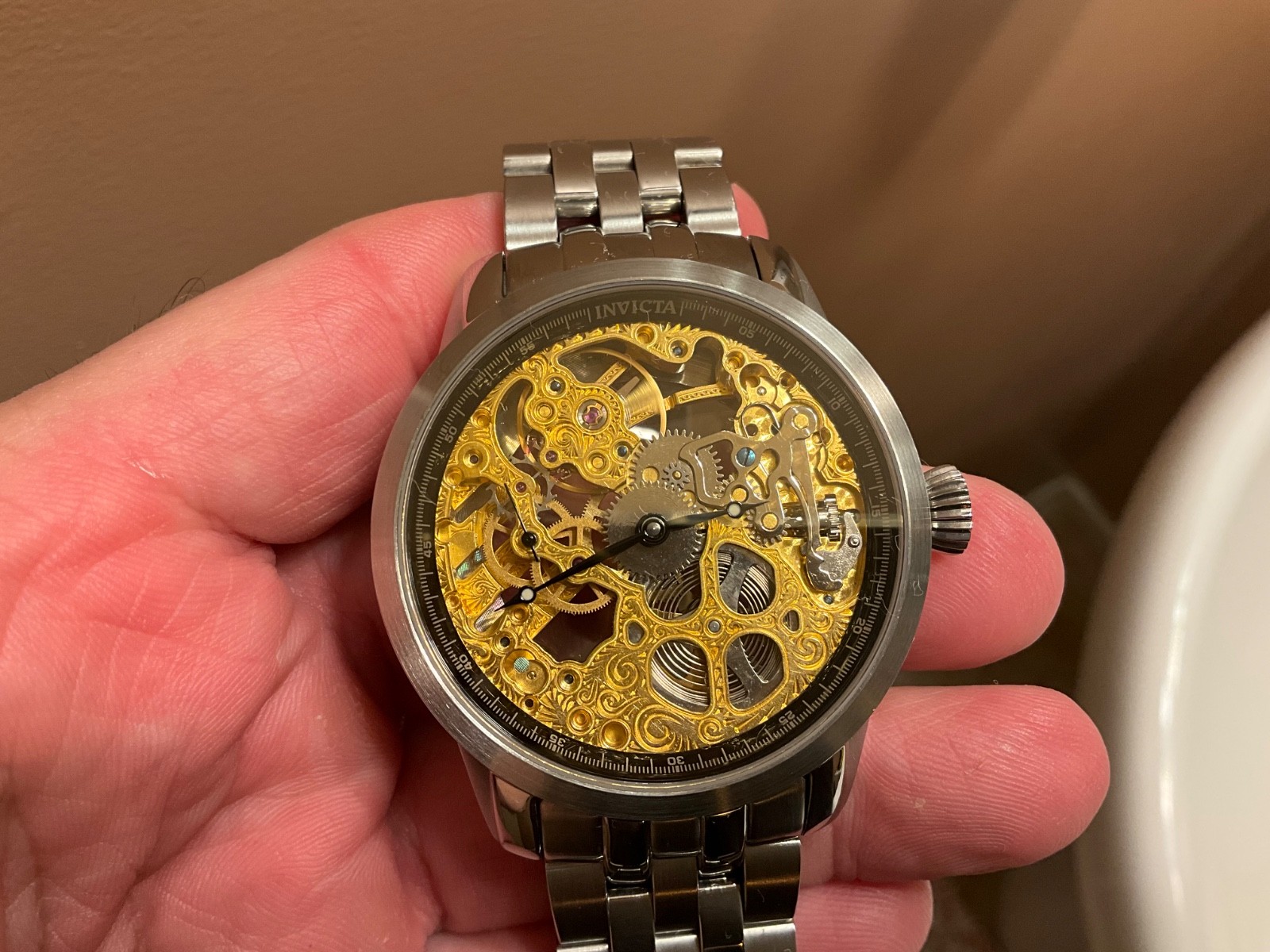 INVICTA COLLECTION II SKELETON MECHANICAL 17J MOVEMENT MODEL 4735 EXCELLENT COND