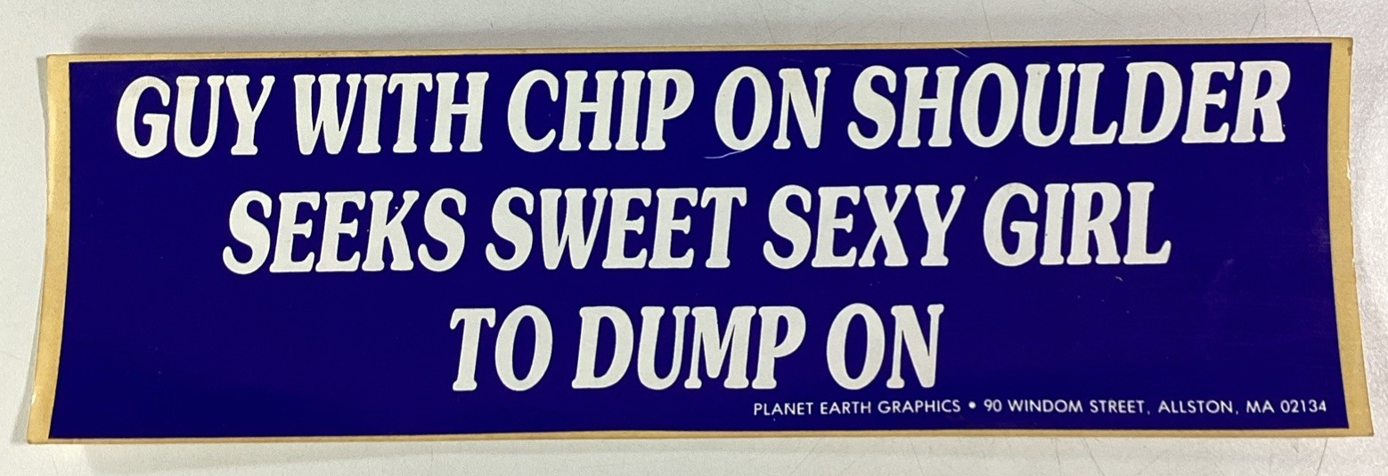 Guy Seeks Sexy Girl Bumper Sticker 1980s NOS Planet Earth Allston MA Radwood