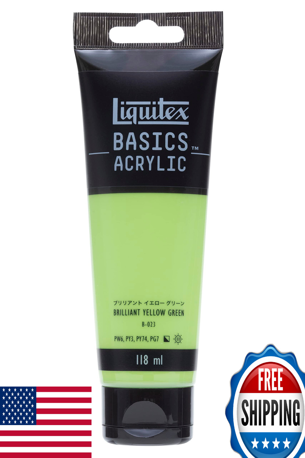 Liquitex Basics Acrylic Paint: Brilliant Yellow Green, 4.6 fl oz (118ml) - B-023