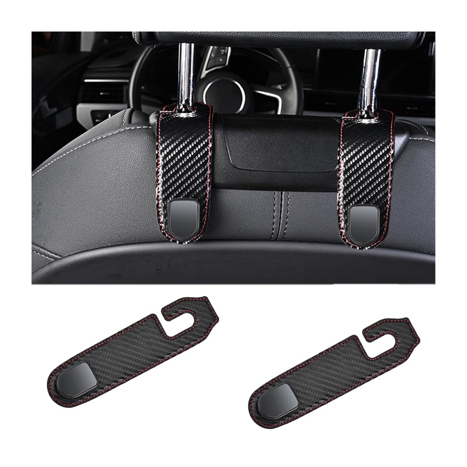 2PCS Car Headrest Hook, Leather Automotive Back Seat Hanger Holder Hooks Stor...