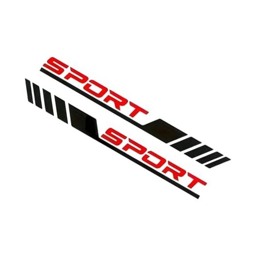 Sport Letter Car Stickers, 22.83" x 5.08" Waterproof Auto Body 2 PCS Black&red