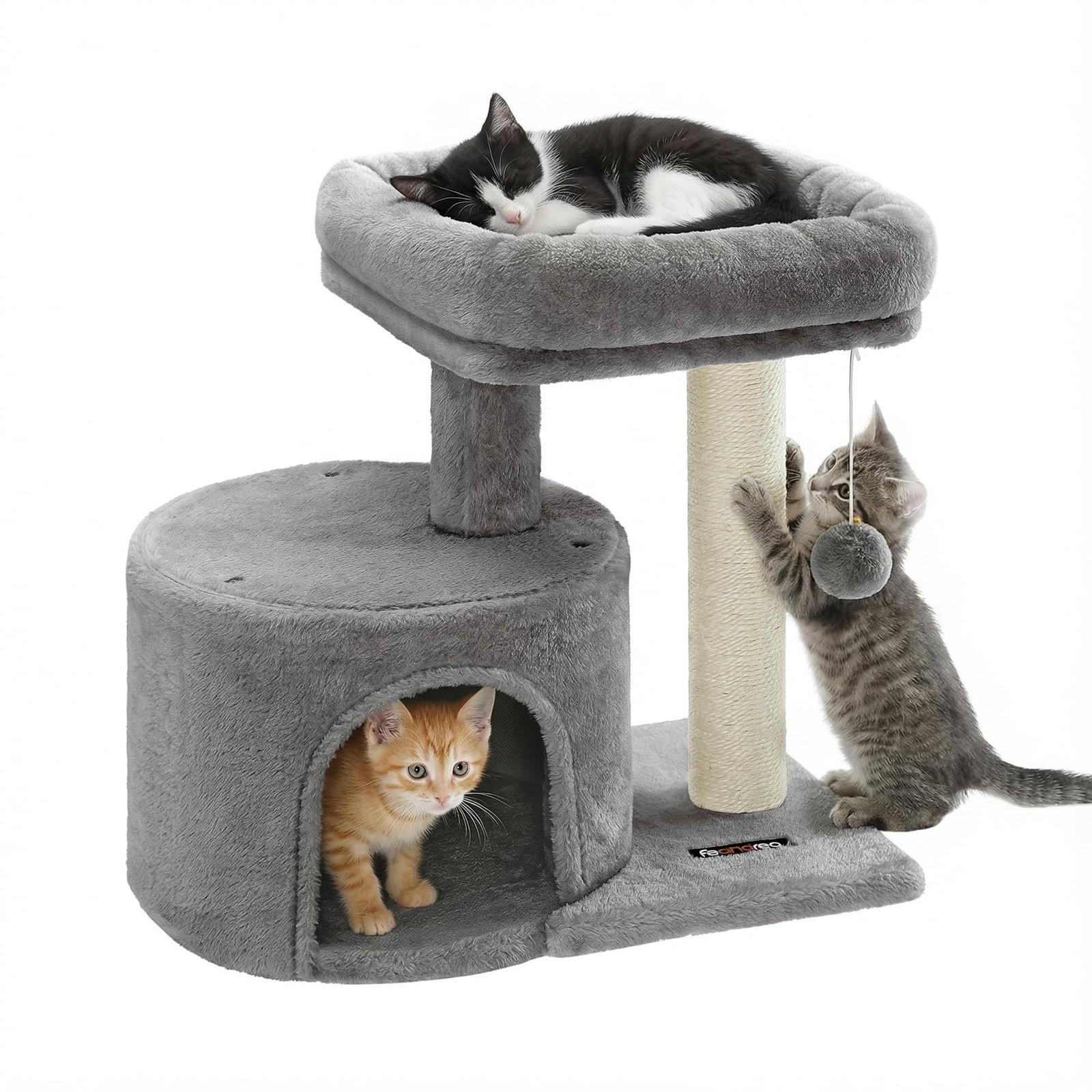 Feandrea Cat Tree, Small Tower with 20.7"L x 15"W x 18.5"H, Light Gray 
