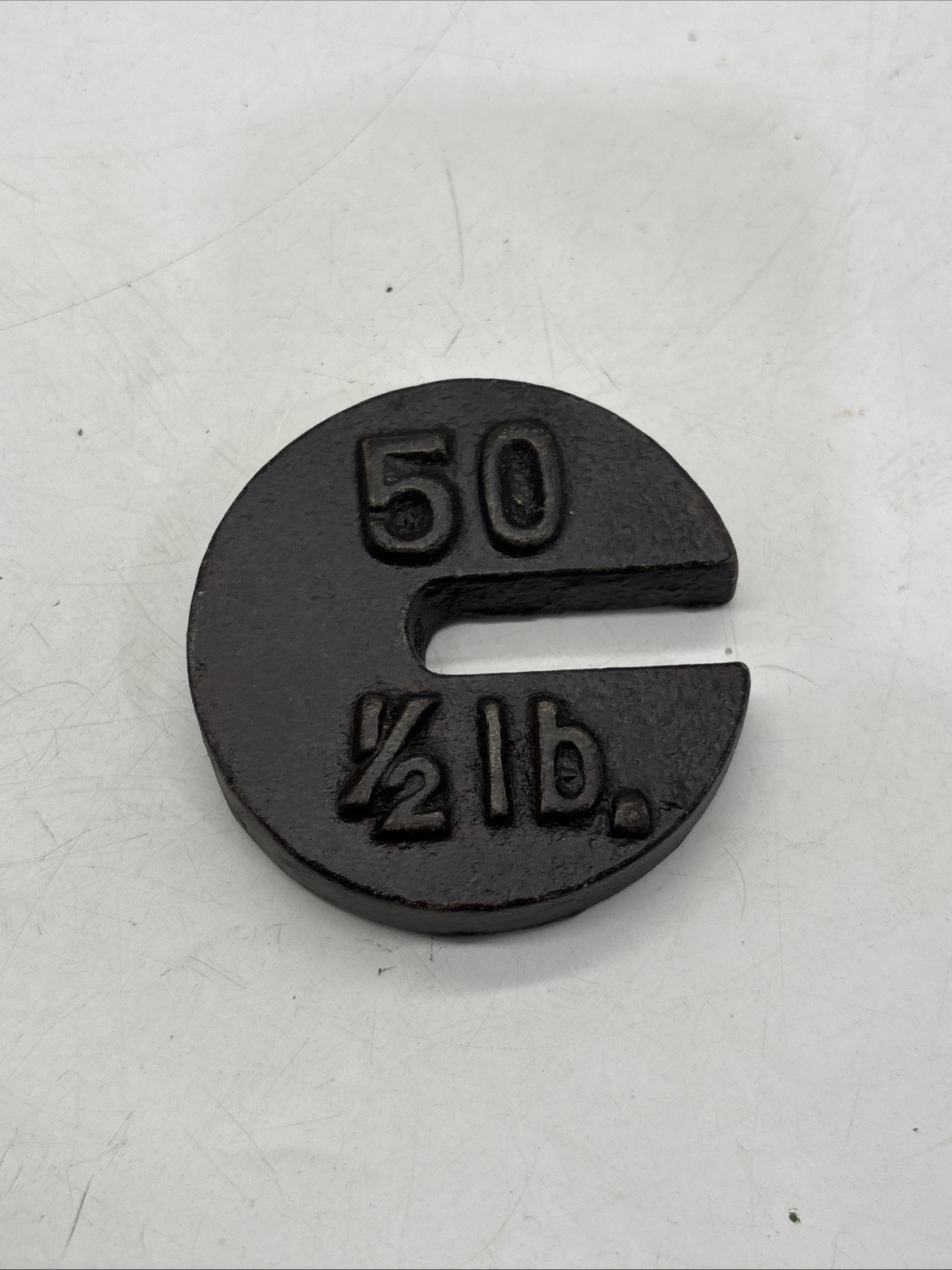 Cast Iron 1/2 Lb Pound Slotted Slot Platform Scale Weight Vintage 2.5”