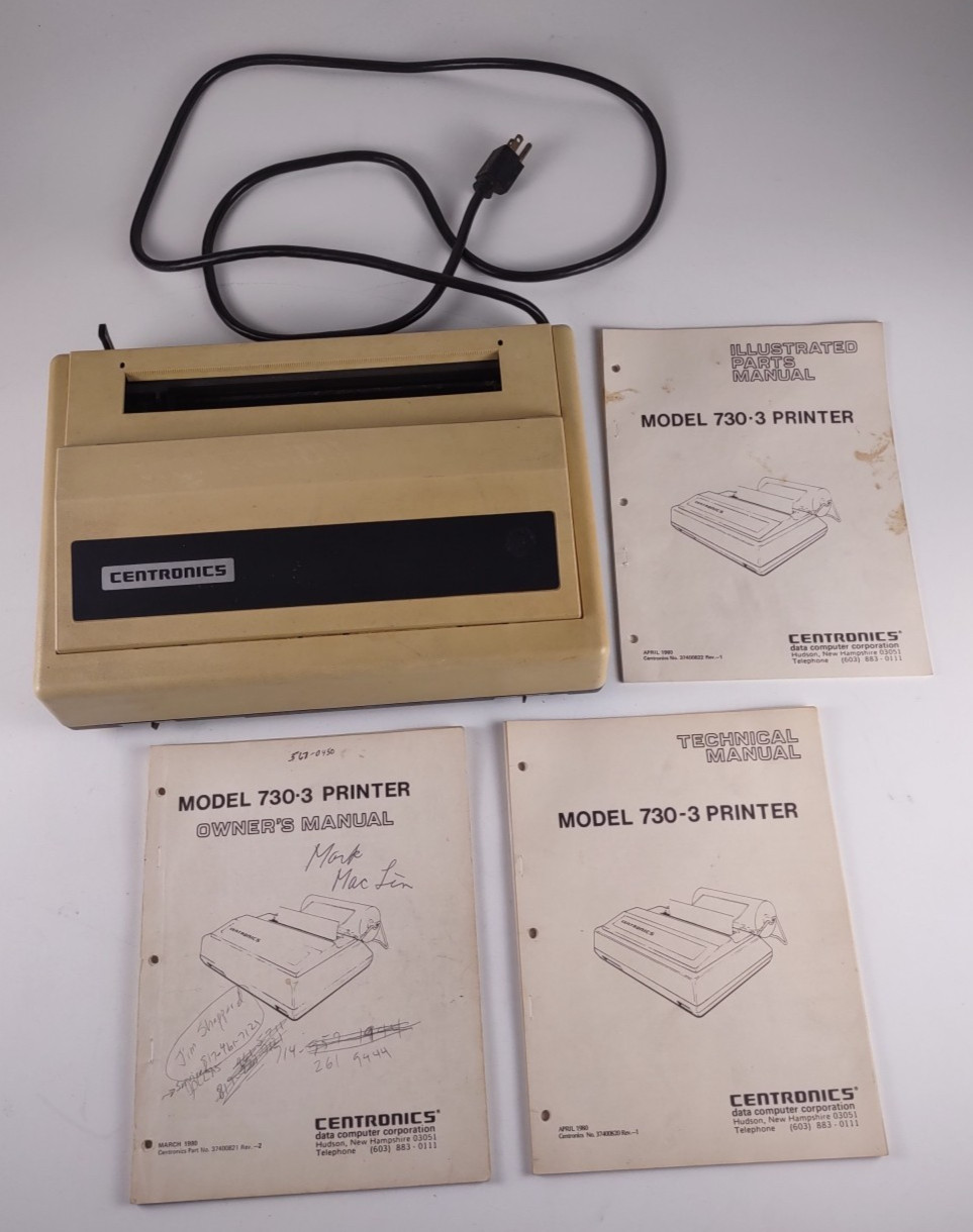 1980 Centronics 730-3 Printer for Imsai,  Apple II,  Atari    Low S/N 0832