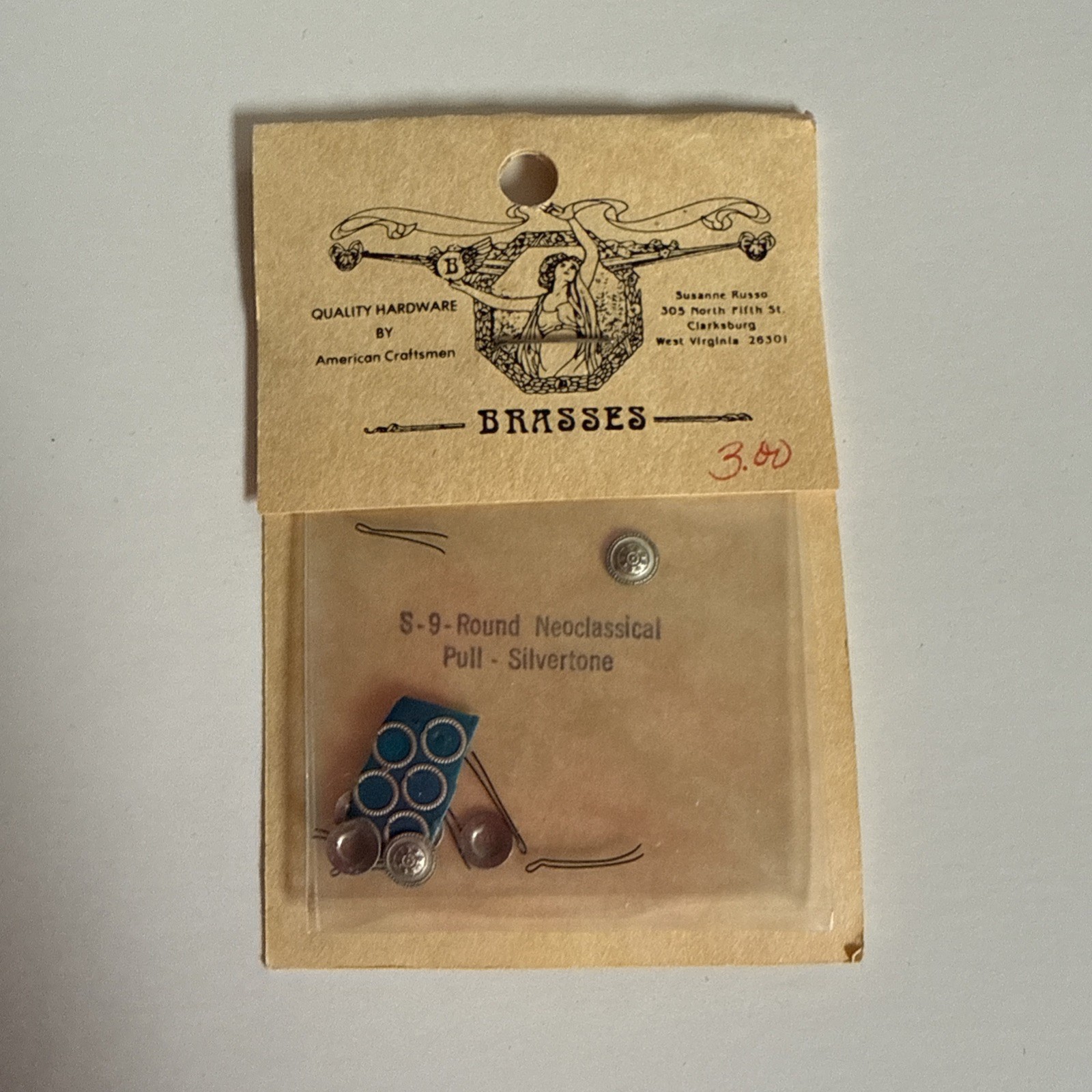 Vintage Brasses Dollhouse Miniatures Susanne Russo Round NeoClassical Pull 1:12