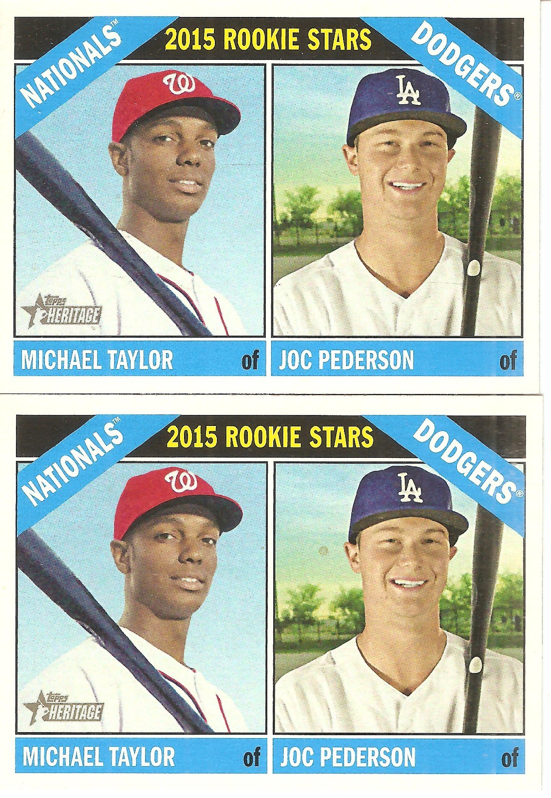 2 CARD 2015 TOPPS HERITAGE JOC PEDERSON ROOKIE BASEBALL CARD LOT