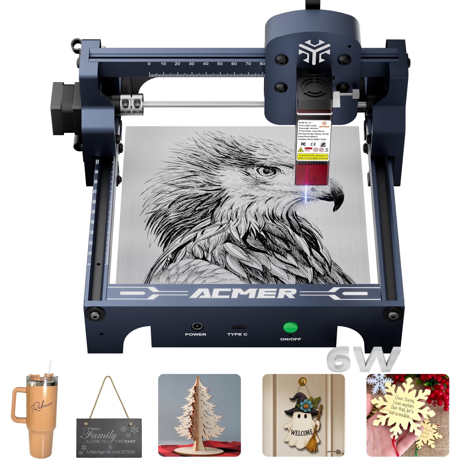 S1 Laser Engraver, 6000mW Laser Engraver Machine Higher Accuracy Lazer Cutter...