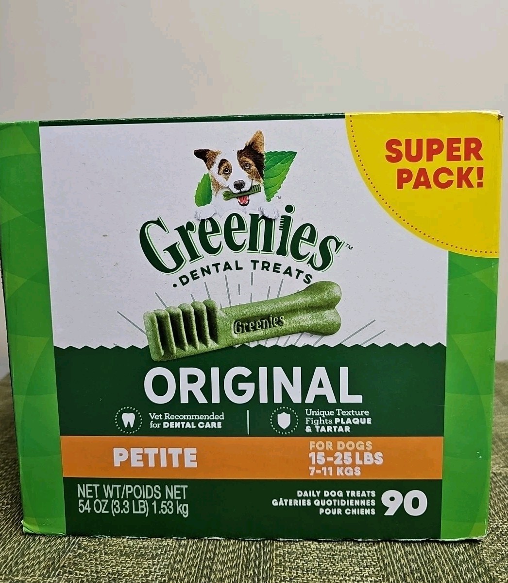Greenies Original Petite Natural Dental Care Dog Treats, 54 Oz Box (90 Treats)