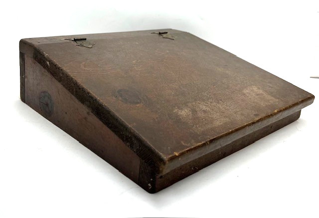 VTG Handmade Wooden Travel Writing Hinged Lap Desk Slant Top - 13 x 12 x 3-3/4"