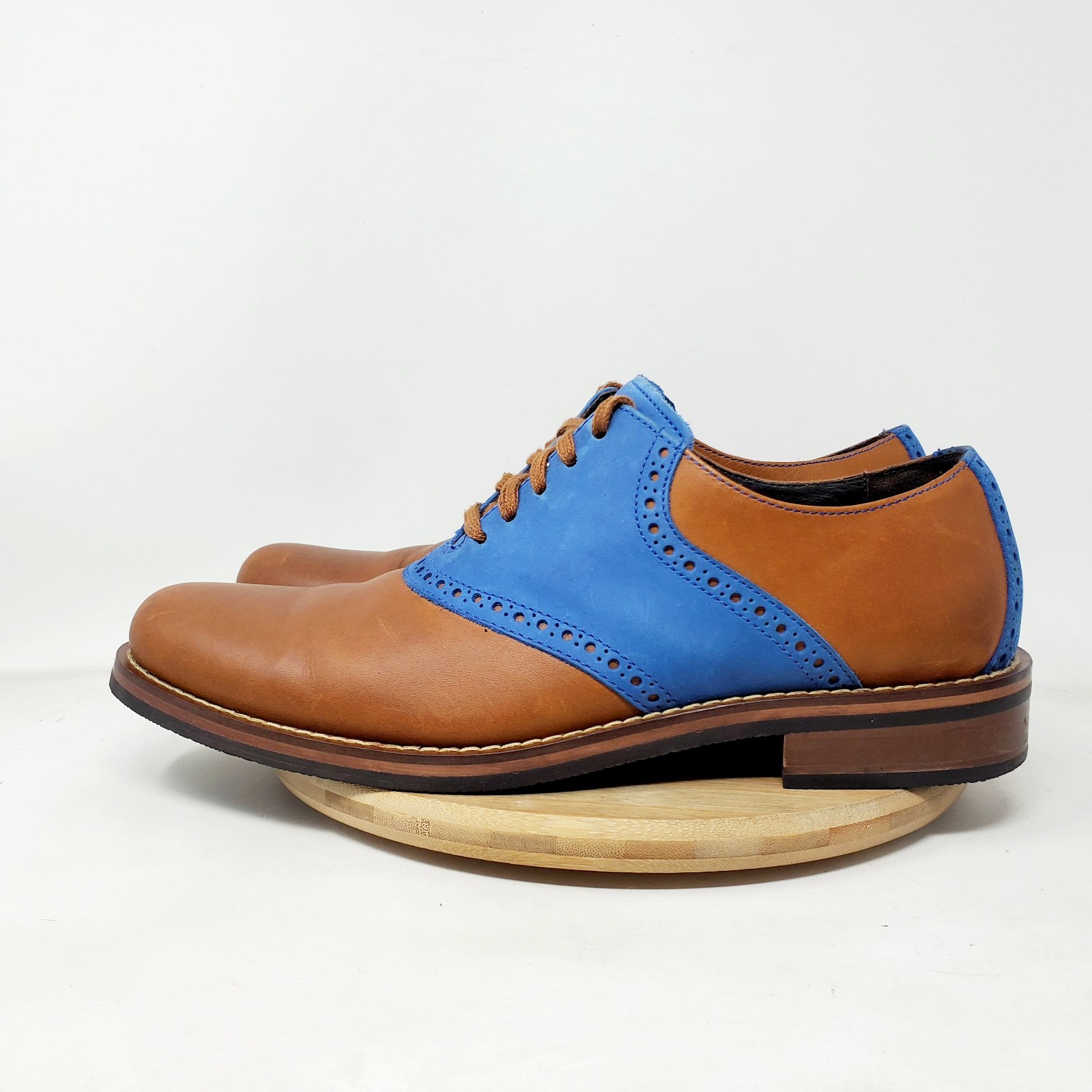 Cole Haan Colton Saddle Oxford Shoes Mens 9.5 M Brown Blue Classic Shoes