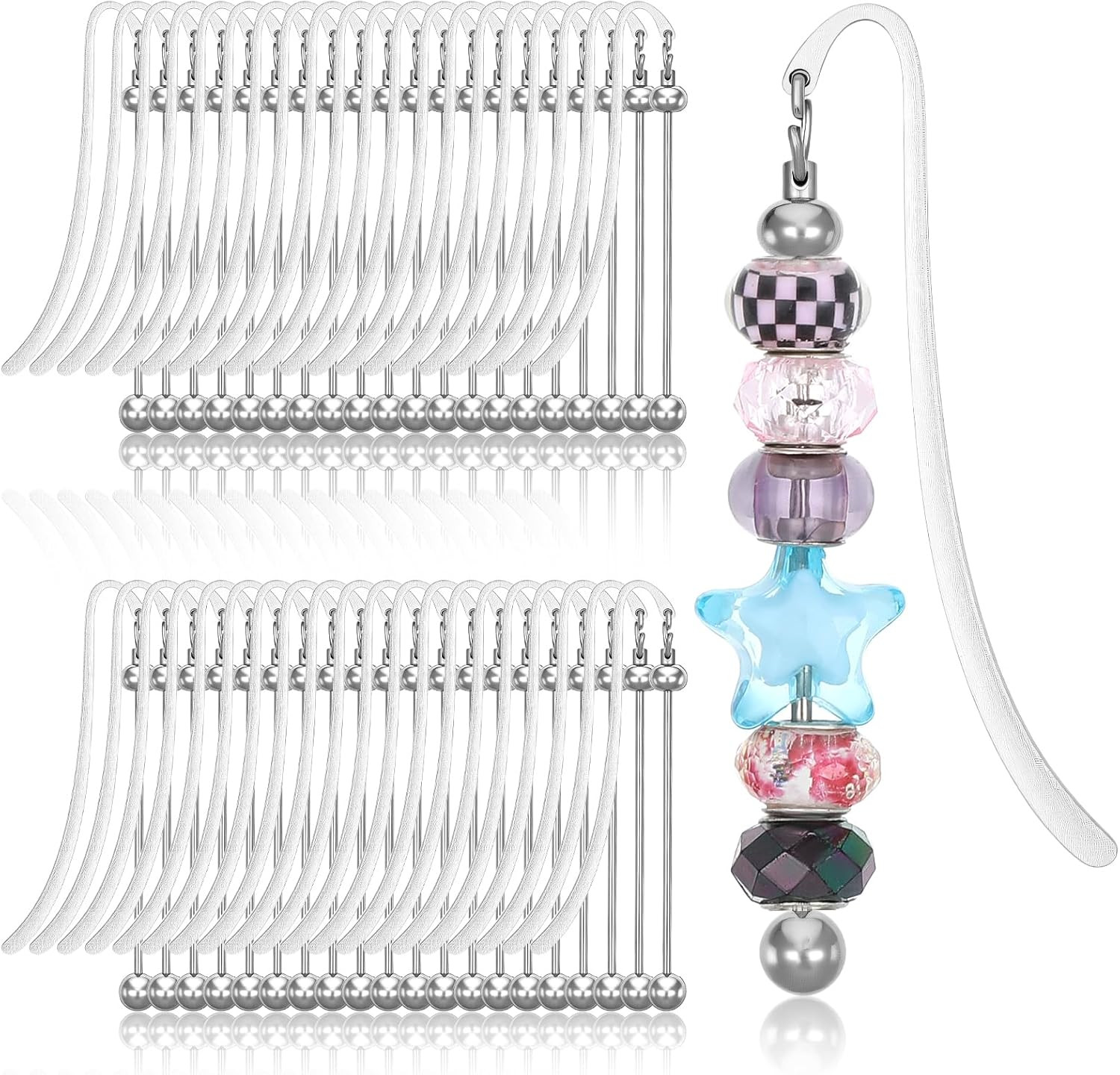 40Pcs Metal Blank Bar Bookmarks for DIY Beaded Crafts and Gifts