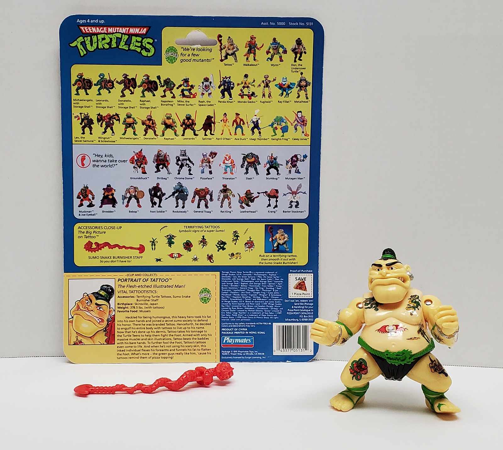 Vintage Teenage Mutant Ninja Turtles TMNT TATTOO 1991 complete with cardback