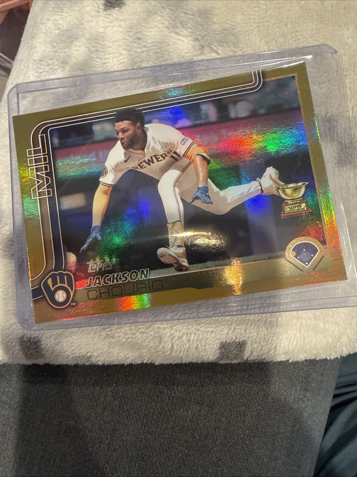 2025 Topps Chrome - Jackson Chourio #262 Gold Holo /50 Rookie Cup Color Match