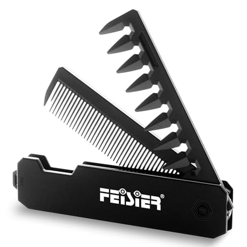 Folding Hair Comb for Men, Pocket Comb with Fine & Wide Tooth,Styling Comb for 