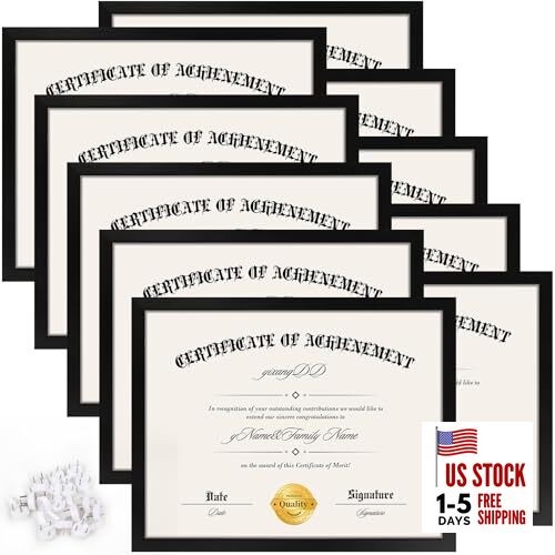 10 PACK Certificate Frames 8.5 x 11, Black Diploma Frame 8.5"x11" 10 Pack
