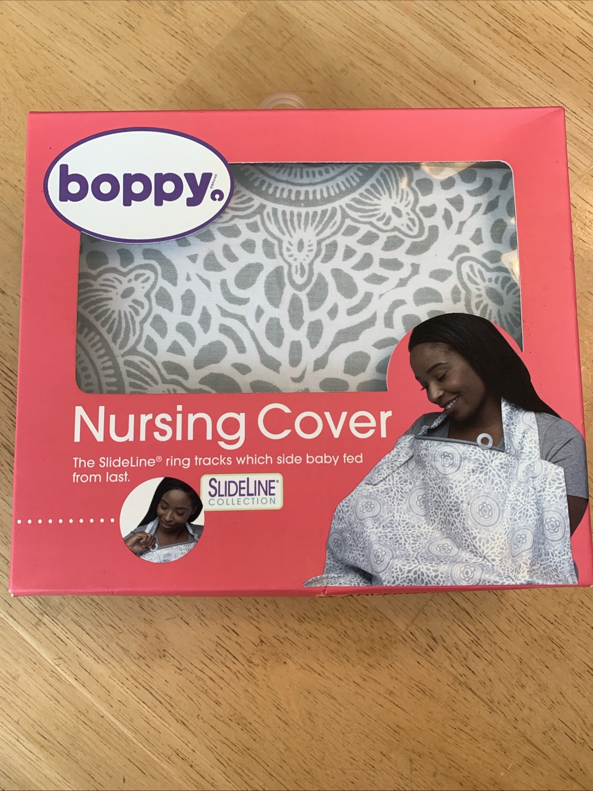 Boppy Nursing Cover Slideline Collection Boho Gray New Portable Cotton Coverage
