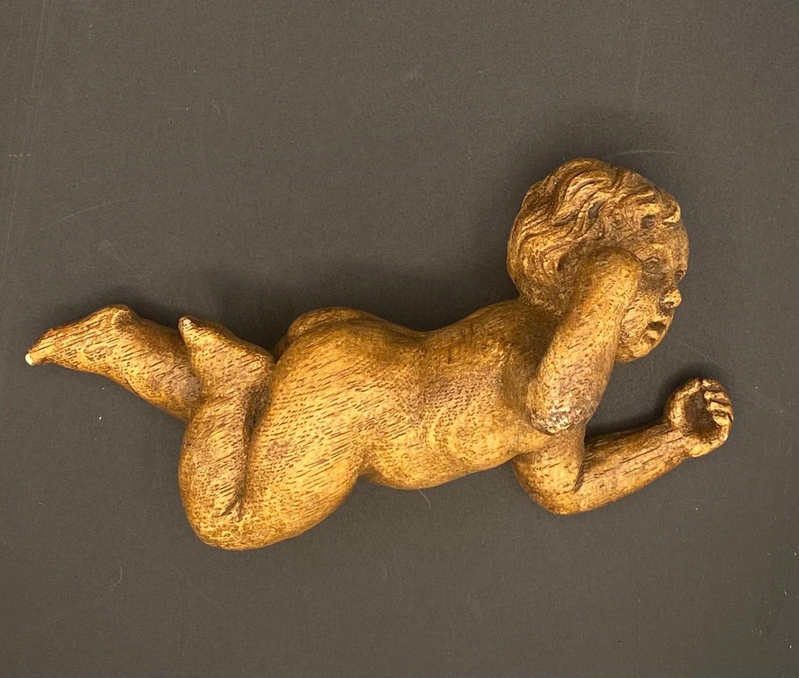 Vintage Eracast Belgium Cherub Figure Reclining Putto Bronze Finish 6.5”