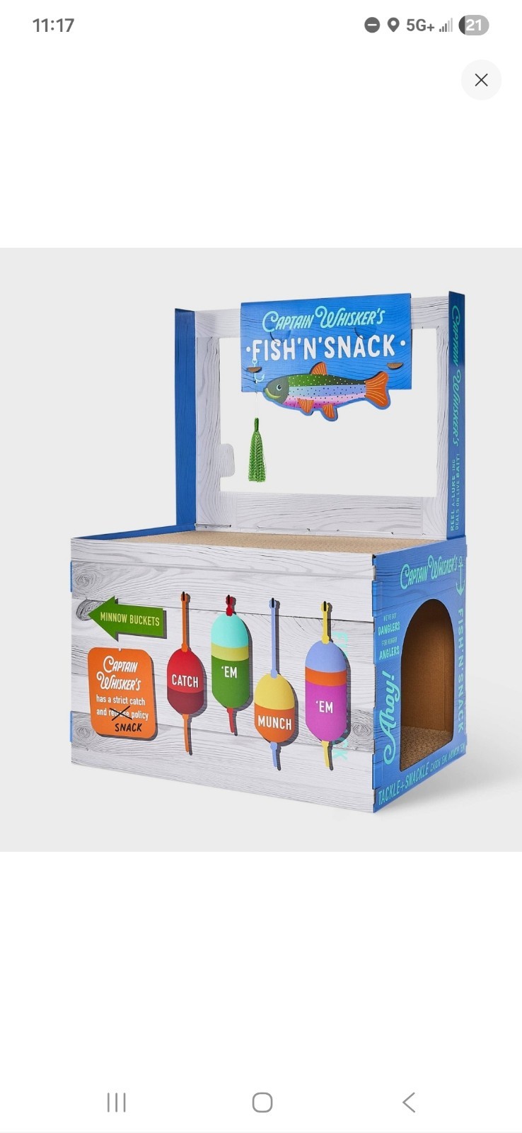 Boots & Barkley Ocean Voyage Fish Snack Cat Scratcher Corrugated Paper