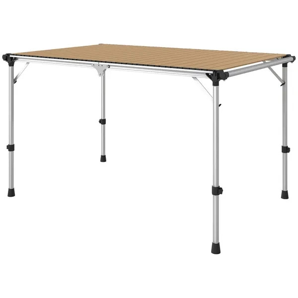 Folding Camping Table, Adjustable Height Aluminum Table, Portable Camping Table