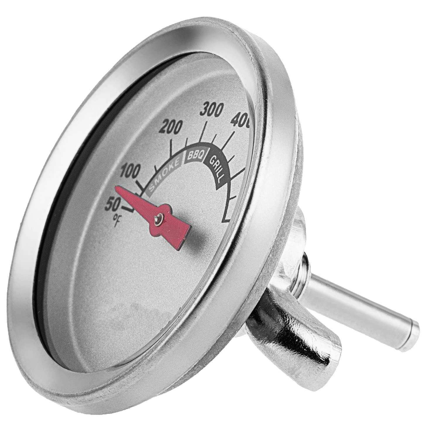 1.85 Inch BBQ Thermometer Gauge for Multiple Grills and Smokers, Silver 